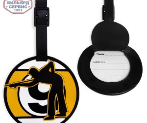 Бирка именная BK1014 Игрок на фоне шара-девятки резиновая