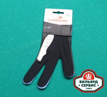 Перчатка Longoni Renzline Billiard Player Velcro черная/синяя левая безразмерная