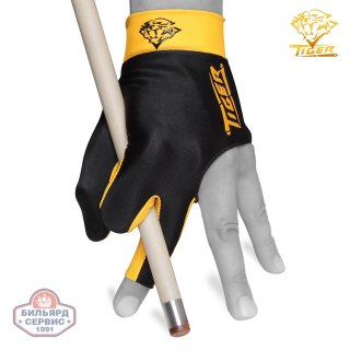 Перчатка Tiger Professional Billiard Glove черная/желтая левая L