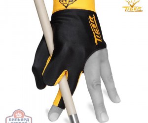 Перчатка Tiger Professional Billiard Glove черная/желтая левая S
