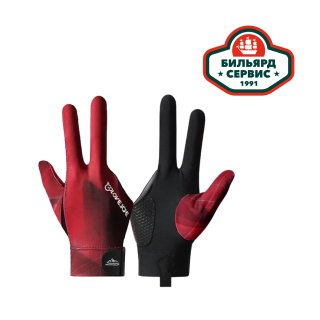 Перчатка для бильярда на правую руку чёрно/красная размер L
